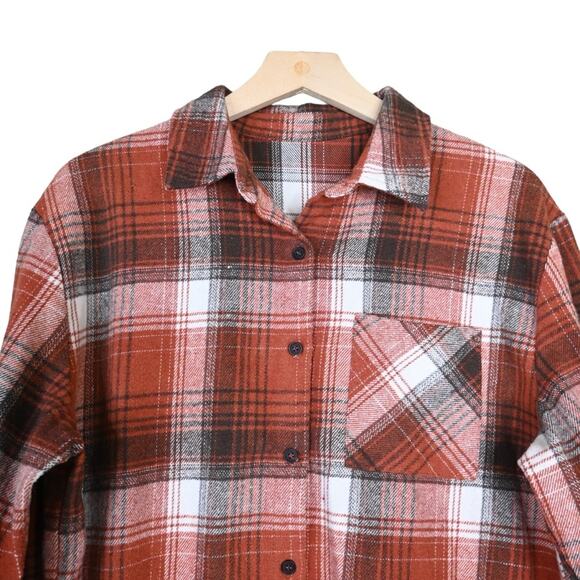 Amazon Womens L Plaid Long Sleeve Button Down Shirt - Picture 3 of 9